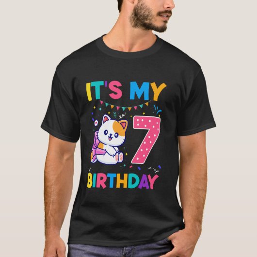 猫の7歳の誕生日 キティちゃん 7周年記念 Tシャツ (正面)
