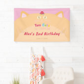 猫の「Two Cute to Handle」2歳の誕生日バナー 横断幕 (インサイチュ)