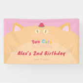 猫の「Two Cute to Handle」2歳の誕生日バナー 横断幕 (横)