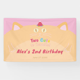 猫の「Two Cute to Handle」2歳の誕生日バナー 横断幕