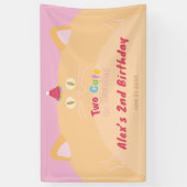 猫の「Two Cute to Handle」2歳の誕生日バナー 横断幕 (縦)