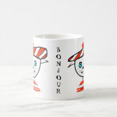 猫のBonjourのフランスのなマグ コーヒーマグカップ (中央)