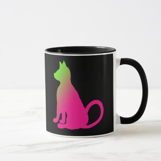 猫のBrightsのカラフルなおもしろい猫のギフトCricketDiane マグカップ (右)