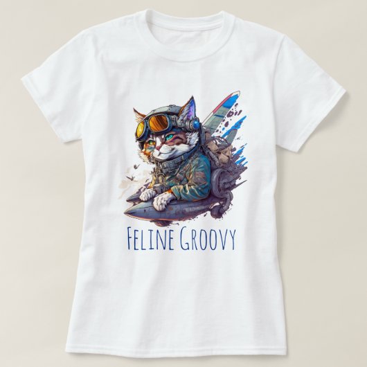 猫のGroovy Cat Aviatorのパーソナライズ Tシャツ (デザイン正面)