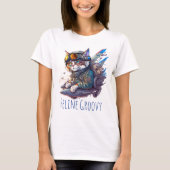 猫のGroovy Cat Aviatorのパーソナライズ Tシャツ (正面)