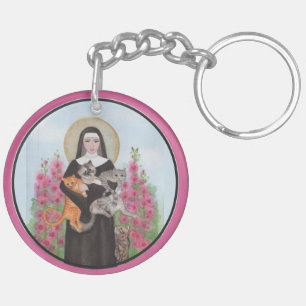 猫のKeychainの聖者のガートルードのパトロンSt. キーホルダー