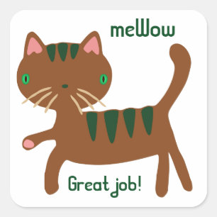 猫のmeWOWのカスタマイズ可能で素晴らしい仕事のステッカーの正方形 スクエアシール