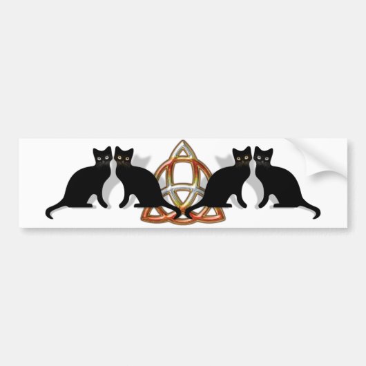 猫のPentgagramの炎Triquetra バンパーステッカー (正面)