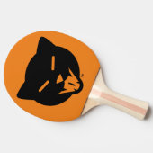 猫のSmokyKittenの笑うロゴ-黒およびオレンジ 卓球ラケット (横)