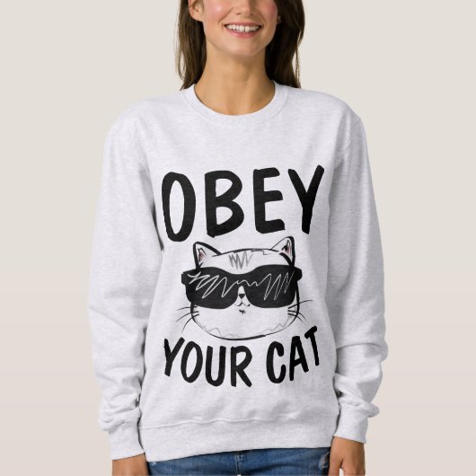 猫のTシャおもしろいツに従う スウェットシャツ (正面)