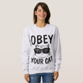 猫のTシャおもしろいツに従う スウェットシャツ (正面フル)
