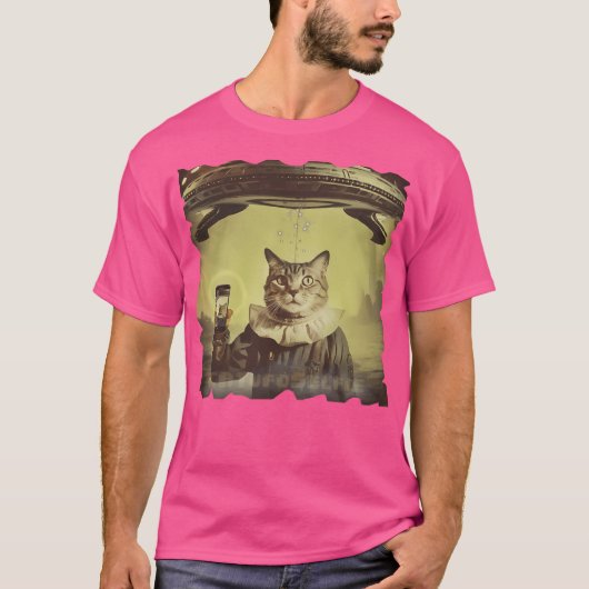 猫のUfo自撮り攻撃 Tシャツ (正面)