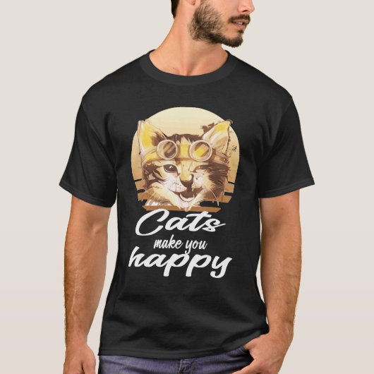 猫はあなたを幸せにしてくれる Tシャツ (正面)