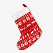 猫はかわいいクリスマスのセーターパターンのシルエットを描きます スモールクリスマスストッキング (裏面 (吊り時))