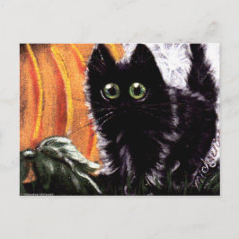 猫はがきに登場するハロウィン黒猫 ポストカード