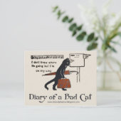 猫はがきの日記(ヴィンテージ黒猫) ポストカード (スタンド正面)