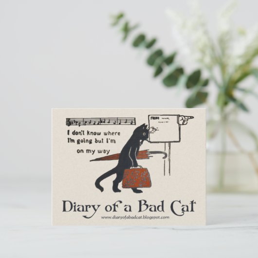 猫はがきの日記(ヴィンテージ黒猫) ポストカード (スタンド正面)