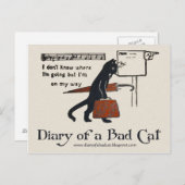 猫はがきの日記(ヴィンテージ黒猫) ポストカード (正面/裏面)