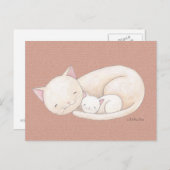 猫はがき猫ママ&ベビーアートはがきかわいい猫 ポストカード (正面/裏面)