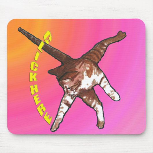 猫はここにクリック言います! ピンクのマウスパッド マウスパッド (正面)