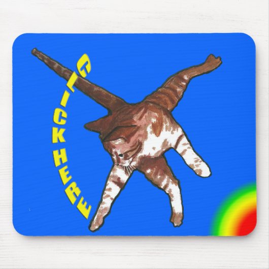 猫はここにクリック言います! 青いマウスパッド マウスパッド (正面)