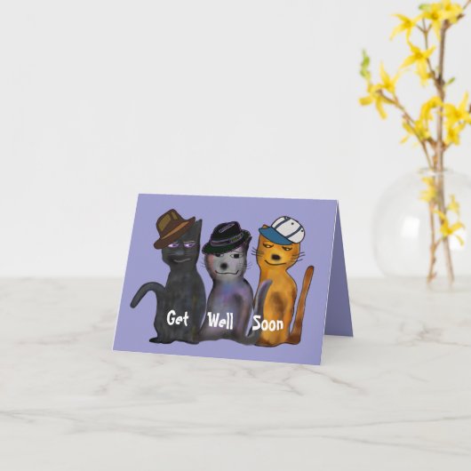 猫はすぐによく得ます カード (黄色い花)