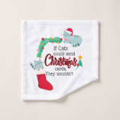 猫はもしクリスマスカードを送るだろうけど バスタオルセット (ウォッシュタオル)
