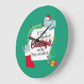 猫はもしクリスマスカードを送るだろうけど ラージ壁時計 (傾斜)