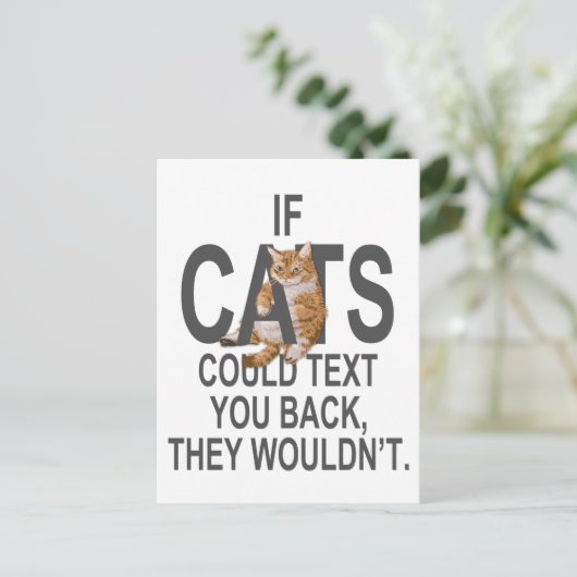 猫はもし文字できる、戻れなおもしろいい ポストカード (スタンド正面)
