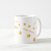猫はオレンジ色の足を歩く コーヒーマグカップ (正面右)