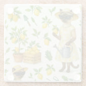 猫はガーデニングレモンガーデン ガラスコースター (裏面)