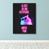 猫はキャンバスに毛皮の猫のプリントを置いた姿勢 キャンバスプリント (インサイチュ (ウッドフロア))