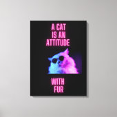 猫はキャンバスに毛皮の猫のプリントを置いた姿勢 キャンバスプリント (正面)