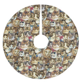 猫はクリスマスツリーのスカートの先頭に立ちます ブラッシュドポリエステルツリースカート