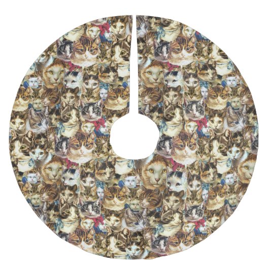 猫はクリスマスツリーのスカートの先頭に立ちます ブラッシュドポリエステルツリースカート (正面)