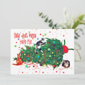 . .猫はクリスマスツリー·おもしろいがしたい シーズンカード (スタンド正面)