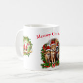 猫はクリスマス動物を楽しむ コーヒーマグカップ (正面左)