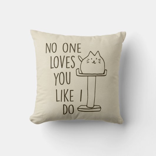 猫はクリーム色の装飾用クッション愛します クッション (正面)