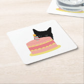 猫はケーキが大好き スクエアペーパーコースター (アングル)