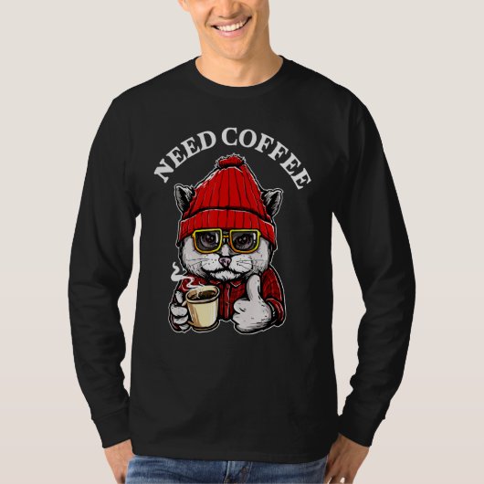 猫はコーヒーが必要 Tシャツ (正面)