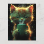 猫はコーヒーを楽しむ ポストカード (正面)