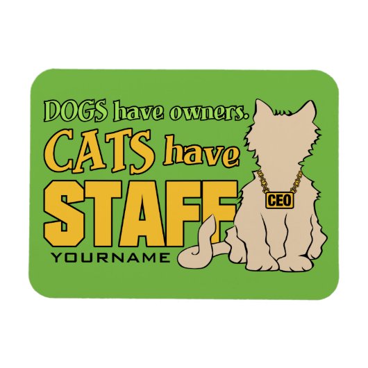 猫はスタッフのマグネットカスタムを持つ マグネット (横)