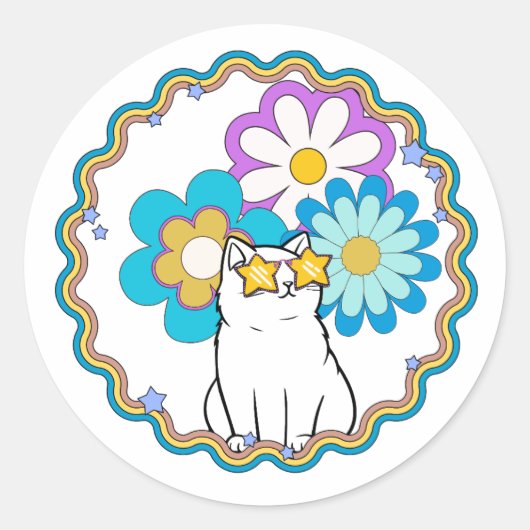 猫はスター ラウンドシール (正面)