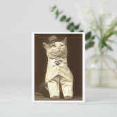 猫はスーツと帽子を着て！ ポストカード (スタンド正面)