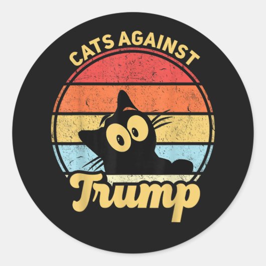 猫はトランプに反対する ラウンドシール (正面)