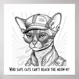猫はニャーニャーに届かないって誰が言うの？猫アート ポスター