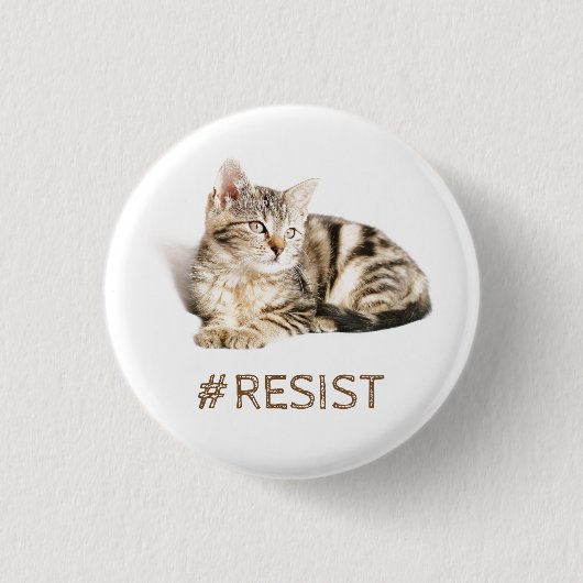 猫はバックの#resistをつかみます 缶バッジ (正面)