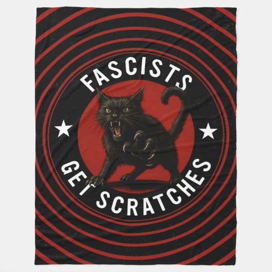 猫はファシストに反対 フリースブランケット (正面)