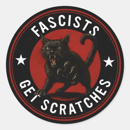 猫はファシストに反対 ラウンドシール (正面)
