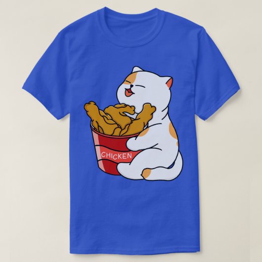 猫はフライドチキンが大好き Tシャツ (デザイン正面)